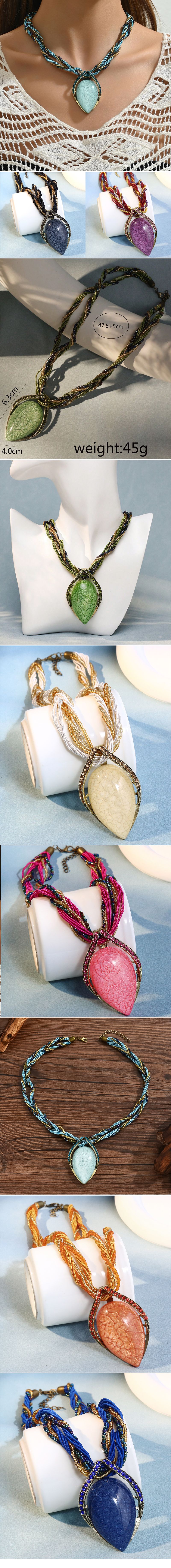 Ethnic Style Bohemian Classic Style Geometric Alloy Plastic Resin Inlay Resin Women's Pendant Necklace display picture 1