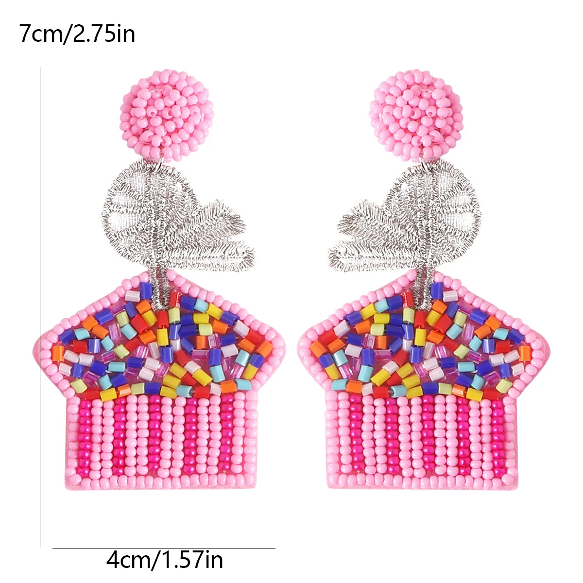 1 Pair IG Style Casual Letter Cake Beaded Handmade Inlay Plastic Seed Bead Rhinestones Drop Earrings display picture 10