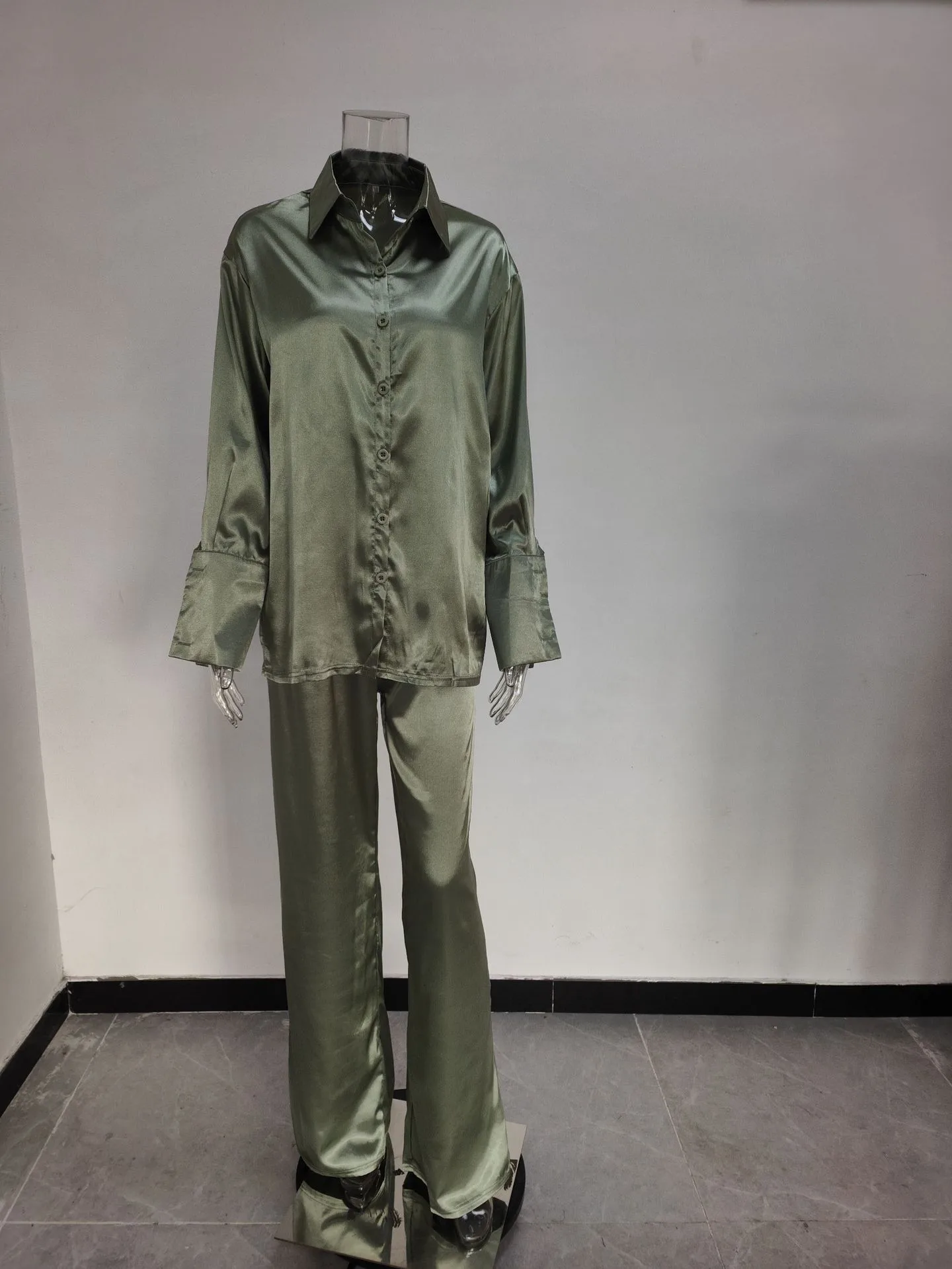 Casual Women'S Fashion Solid Color Polyester Front Button Pants Sets Pants Sets display picture 13