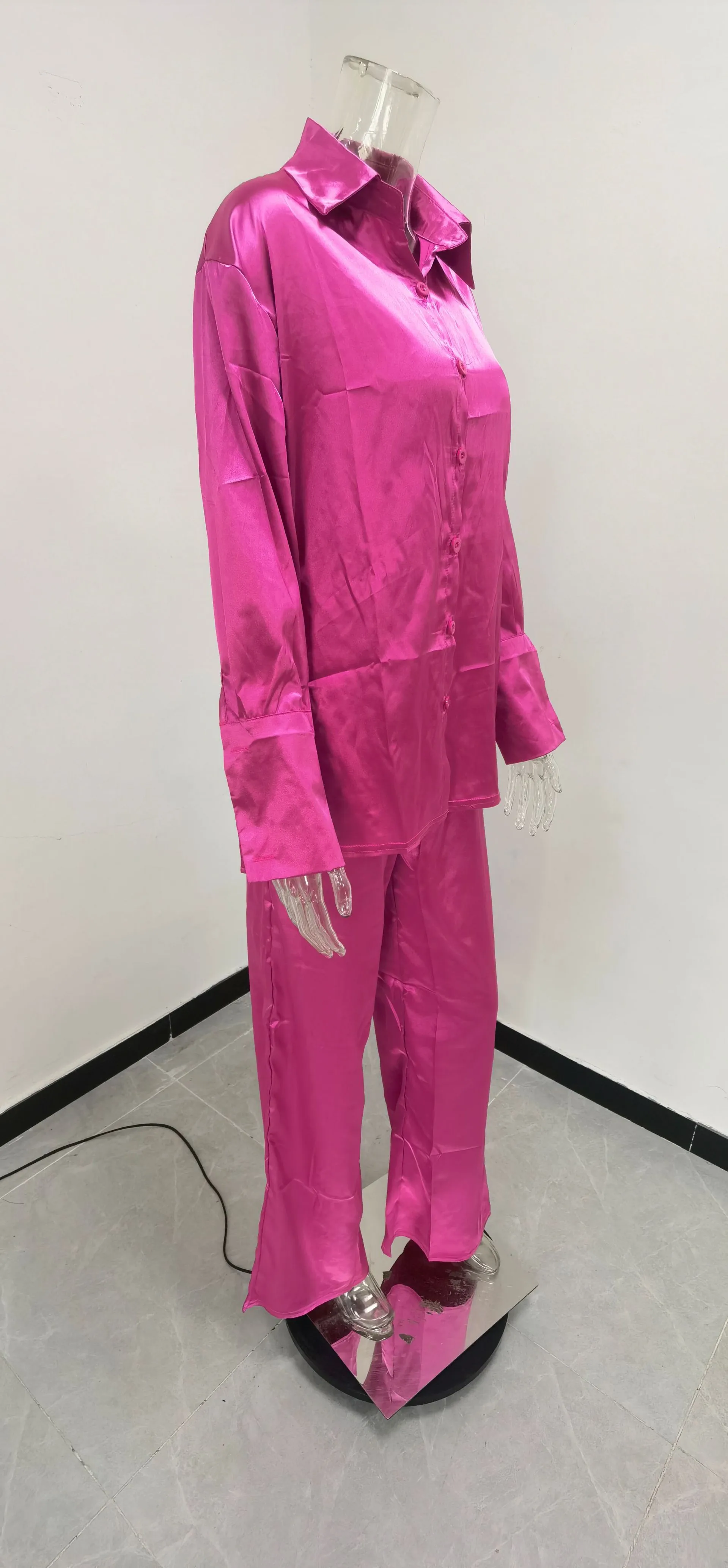 Casual Women'S Fashion Solid Color Polyester Front Button Pants Sets Pants Sets display picture 15
