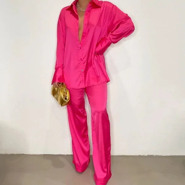 Casual Women'S Fashion Solid Color Polyester Front Button Pants Sets Pants Sets display picture 25