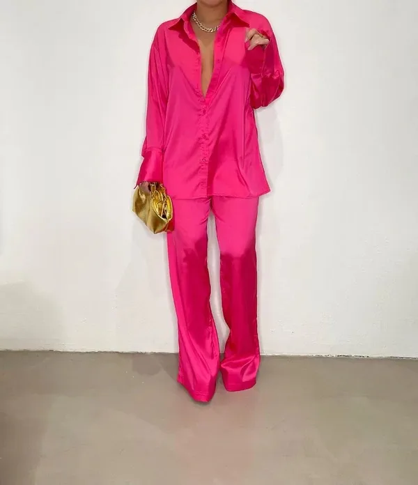 Casual Women'S Fashion Solid Color Polyester Front Button Pants Sets Pants Sets display picture 24