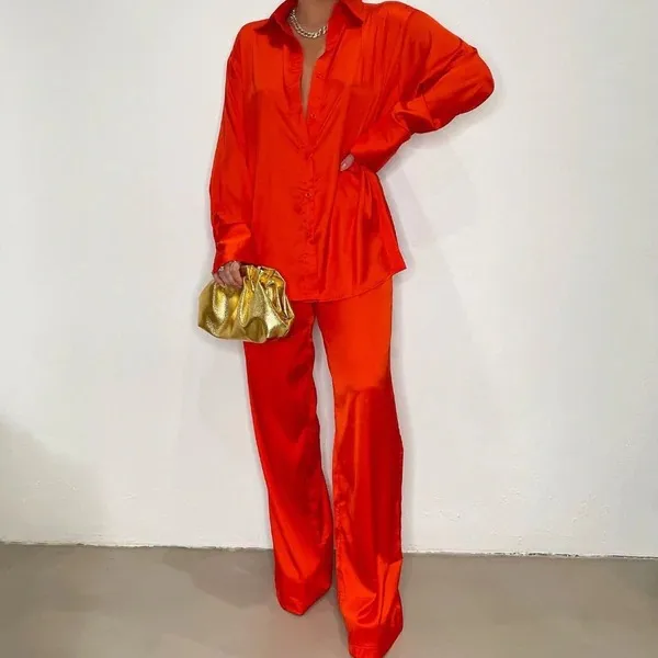 Casual Women'S Fashion Solid Color Polyester Front Button Pants Sets Pants Sets display picture 26