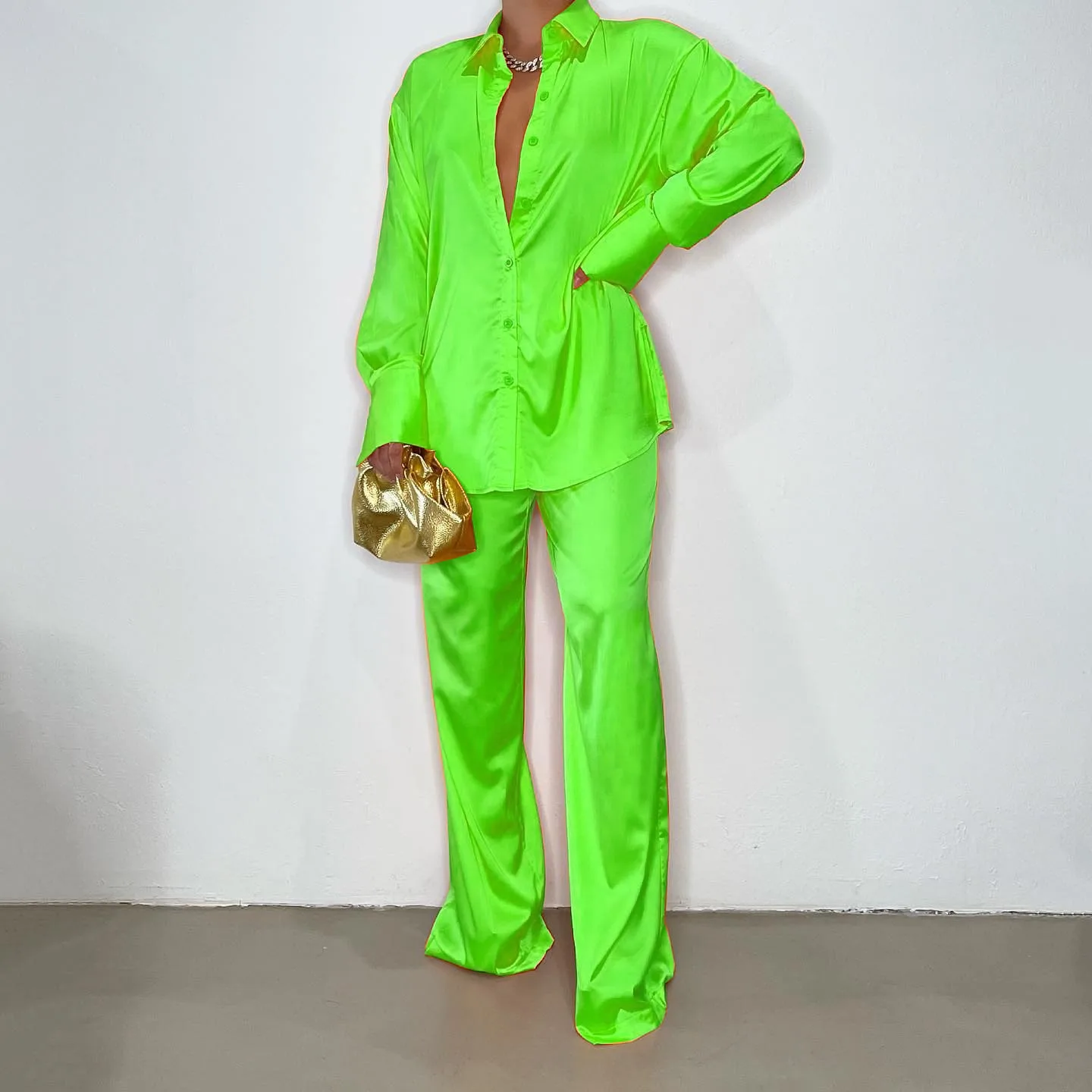 Casual Women'S Fashion Solid Color Polyester Front Button Pants Sets Pants Sets display picture 34