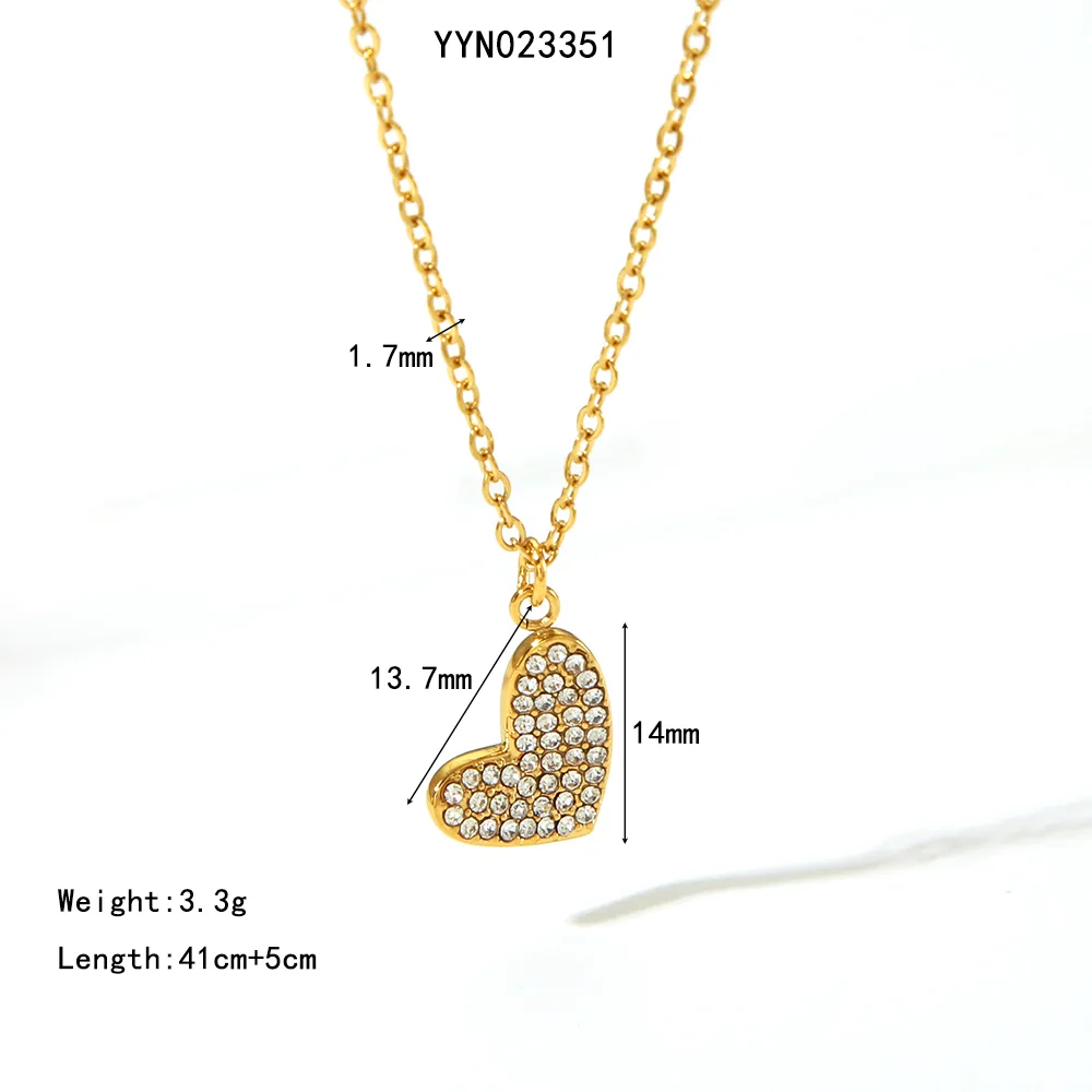 304 Stainless Steel 18K Gold Plated Basic Modern Style Classic Style Inlay Heart Shape Rhinestones Rings Earrings Necklace display picture 11
