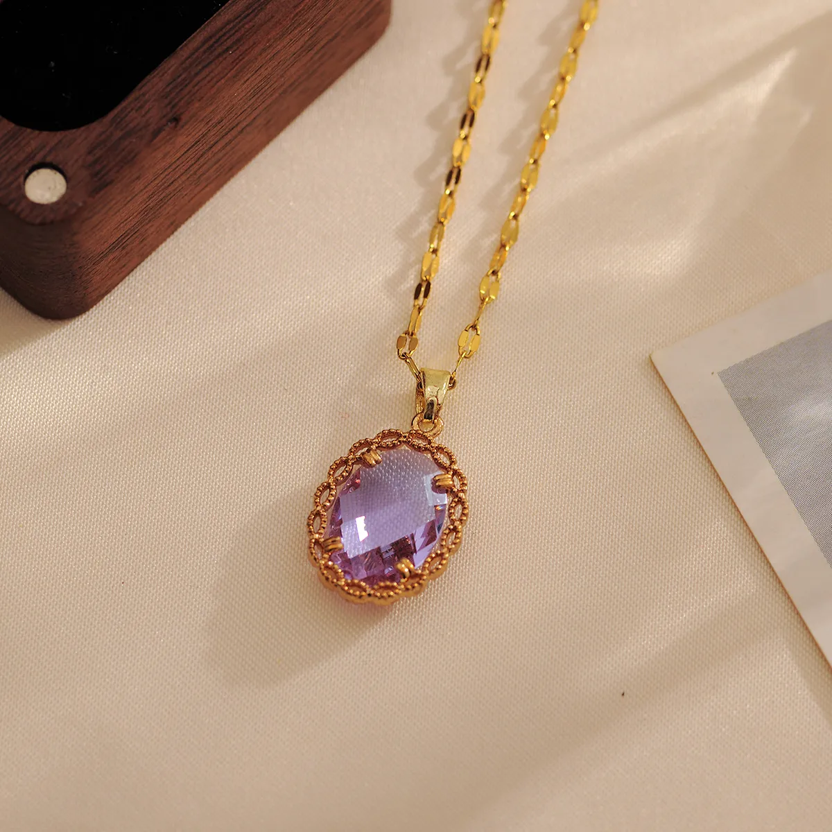 Wholesale Casual Simple Style Shiny Water Droplets Titanium Steel Copper Inlay 18K Gold Plated Zircon Pendant Necklace display picture 3