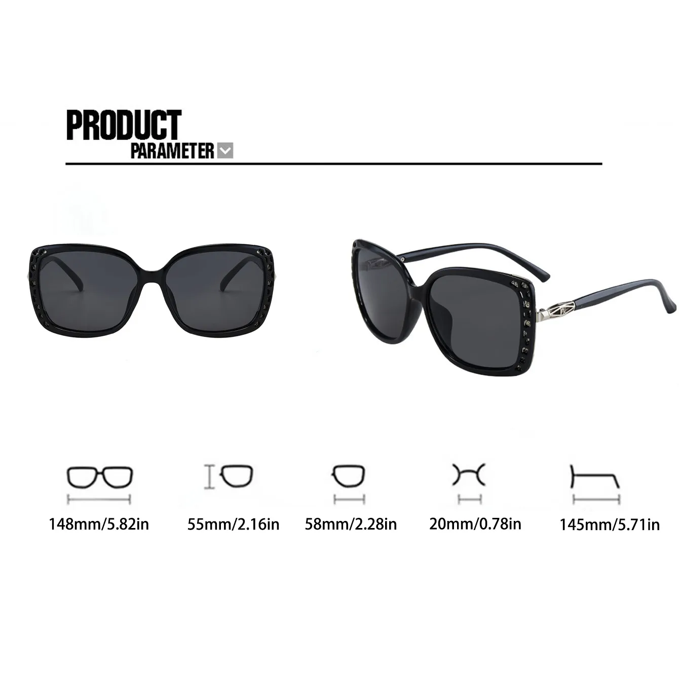 Hip-Hop Vintage Style Solid Color Ac Square Full Frame Women's Sunglasses display picture 9