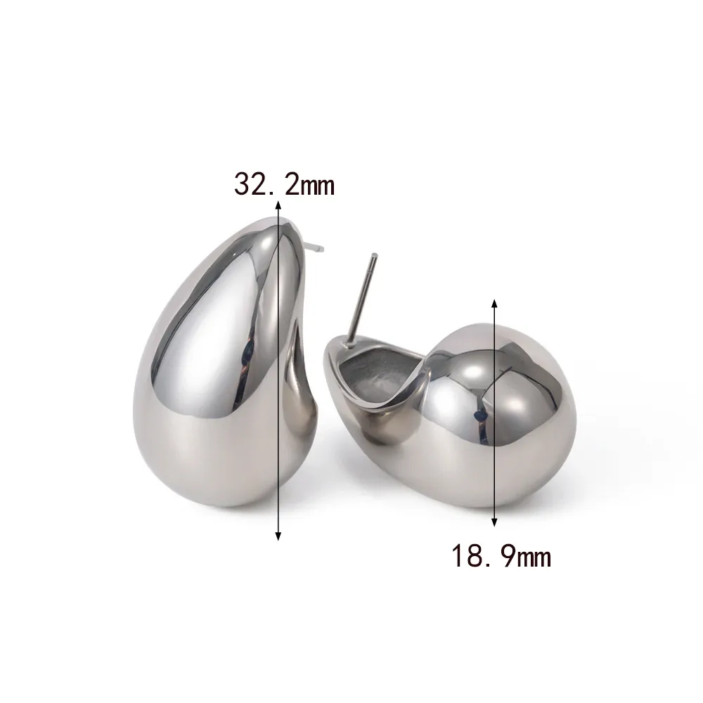 1 Pair Vintage Style Commute Water Droplets Plating 304 Stainless Steel 18K Gold Plated Ear Studs display picture 2