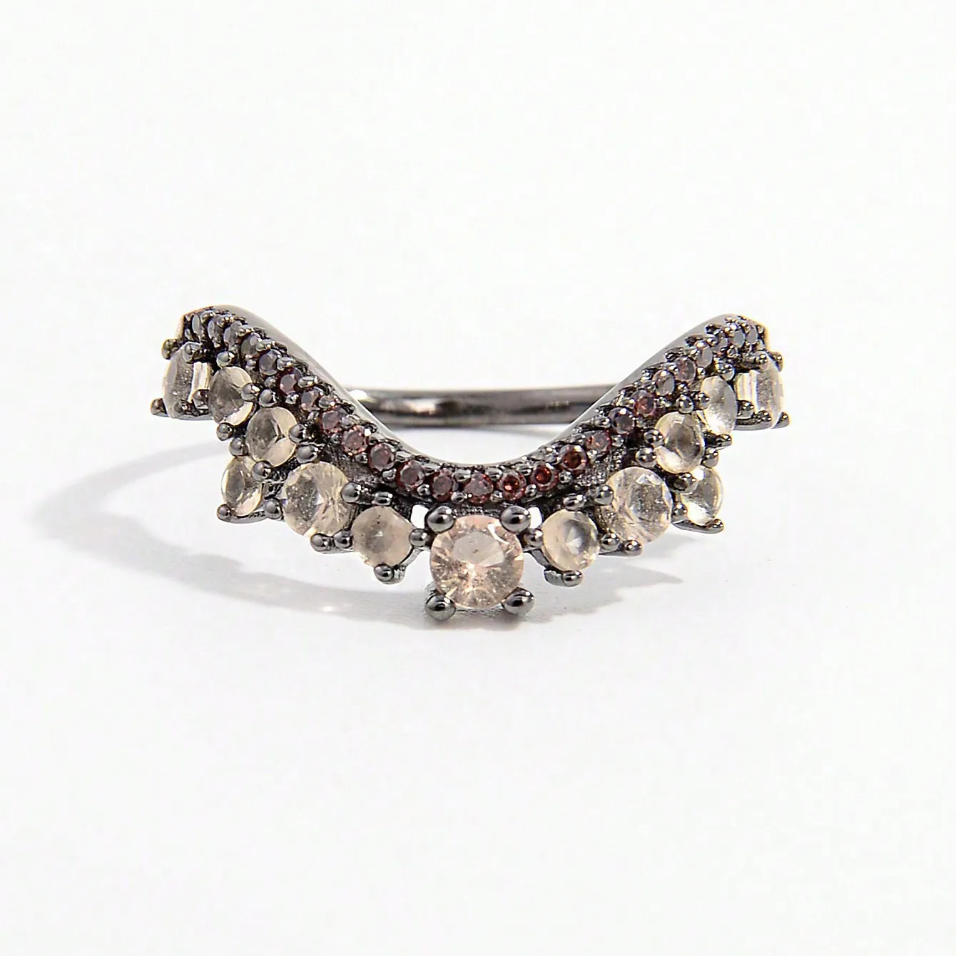 Sterling Silver White Gold Plated Simple Style Shiny Inlay V Shape Zircon Rings display picture 5