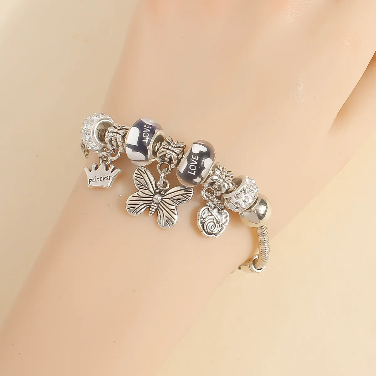 Wholesale Jewelry Basic Simple Style Classic Style Star Heart Shape Crown Alloy Beaded Bracelets display picture 2