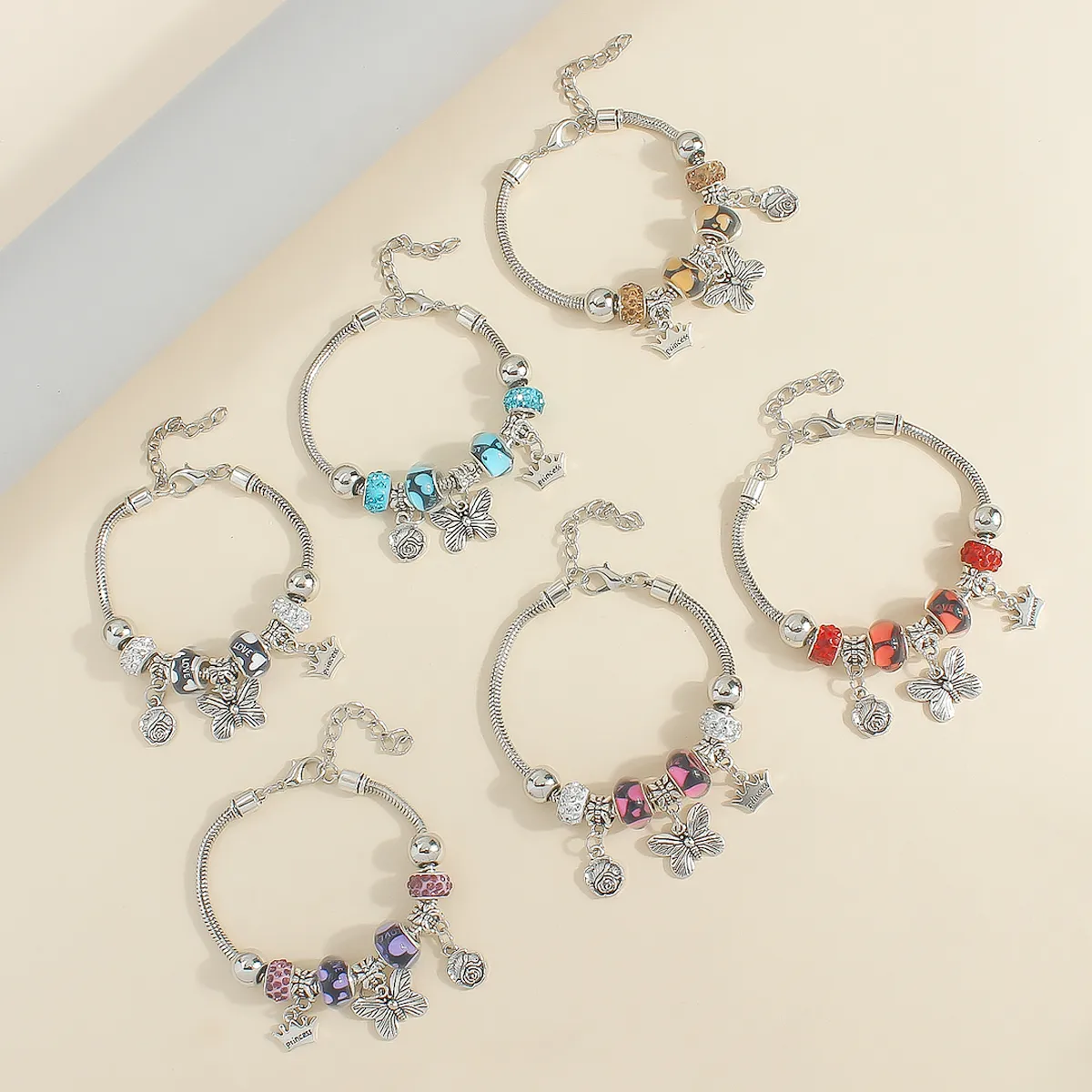 Wholesale Jewelry Basic Simple Style Classic Style Star Heart Shape Crown Alloy Beaded Bracelets display picture 1