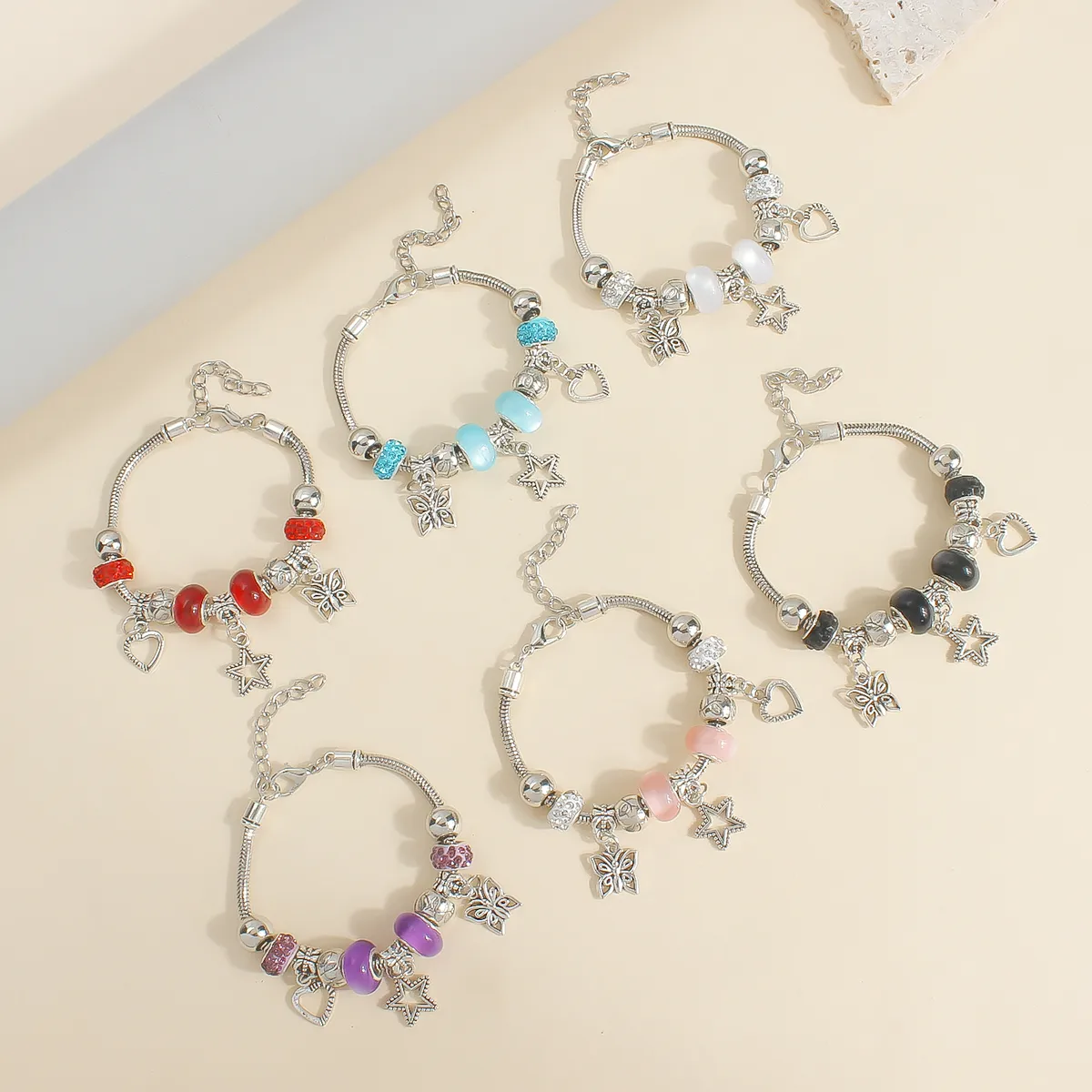 Wholesale Jewelry Basic Simple Style Classic Style Star Heart Shape Crown Alloy Beaded Bracelets display picture 5