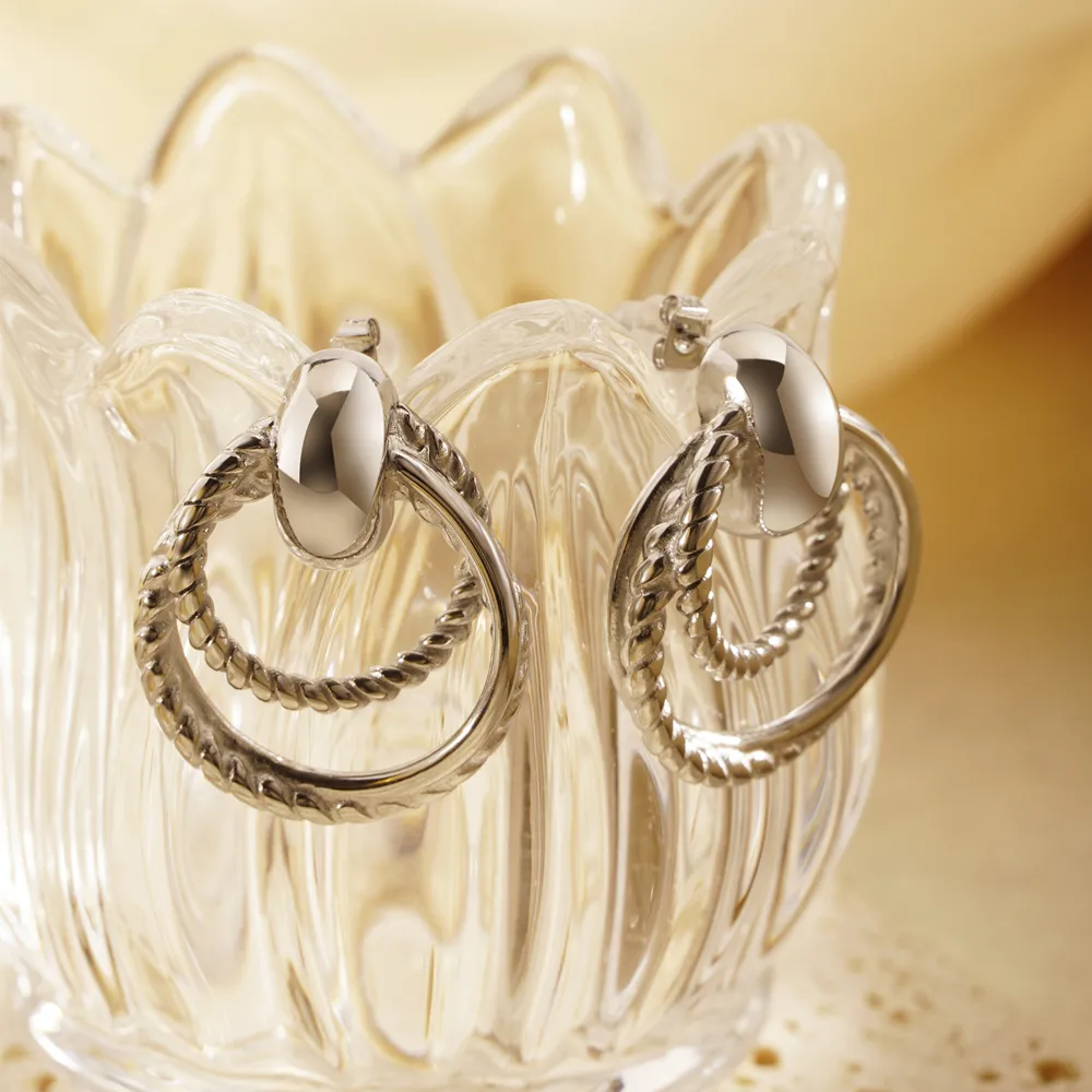 1 Piece Simple Style Classic Style Circle Plating 304 Stainless Steel 18K Gold Plated Ear Studs display picture 5