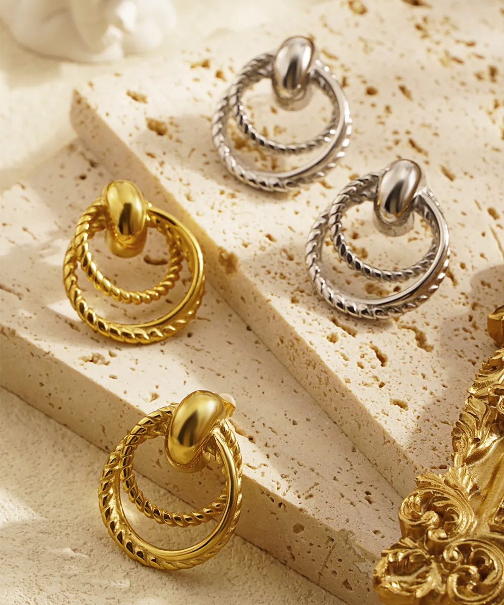 1 Piece Simple Style Classic Style Circle Plating 304 Stainless Steel 18K Gold Plated Ear Studs display picture 2