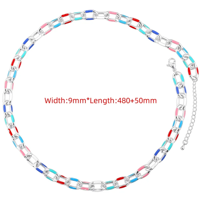 Copper 18K Gold Plated Hip-Hop Beach Cool Style Patchwork Enamel Plating Color Block Copper Bracelets Necklace Jewelry Set display picture 1