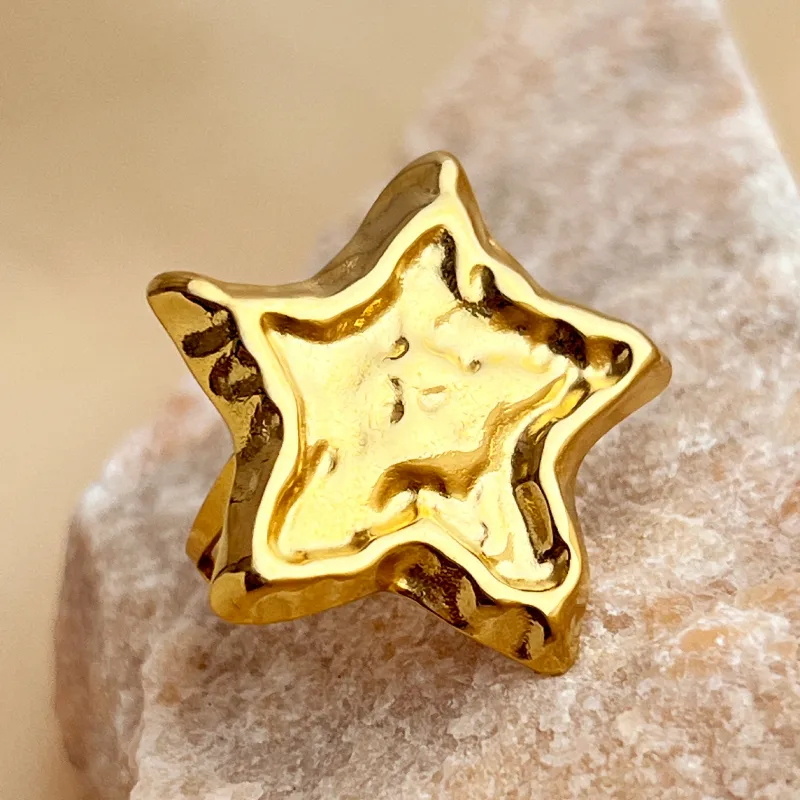 304 Stainless Steel 18K Gold Plated Elegant Glam Star Open Rings display picture 1