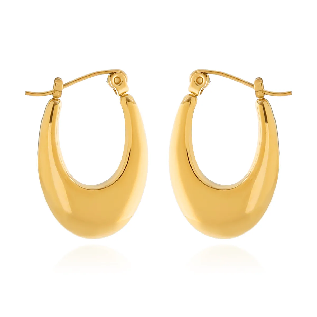1 Pair Elegant Exaggerated Oversized C Shape Solid Color Twist Hollow Out 304 Stainless Steel 18K Gold Plated Earrings Ear Studs display picture 2
