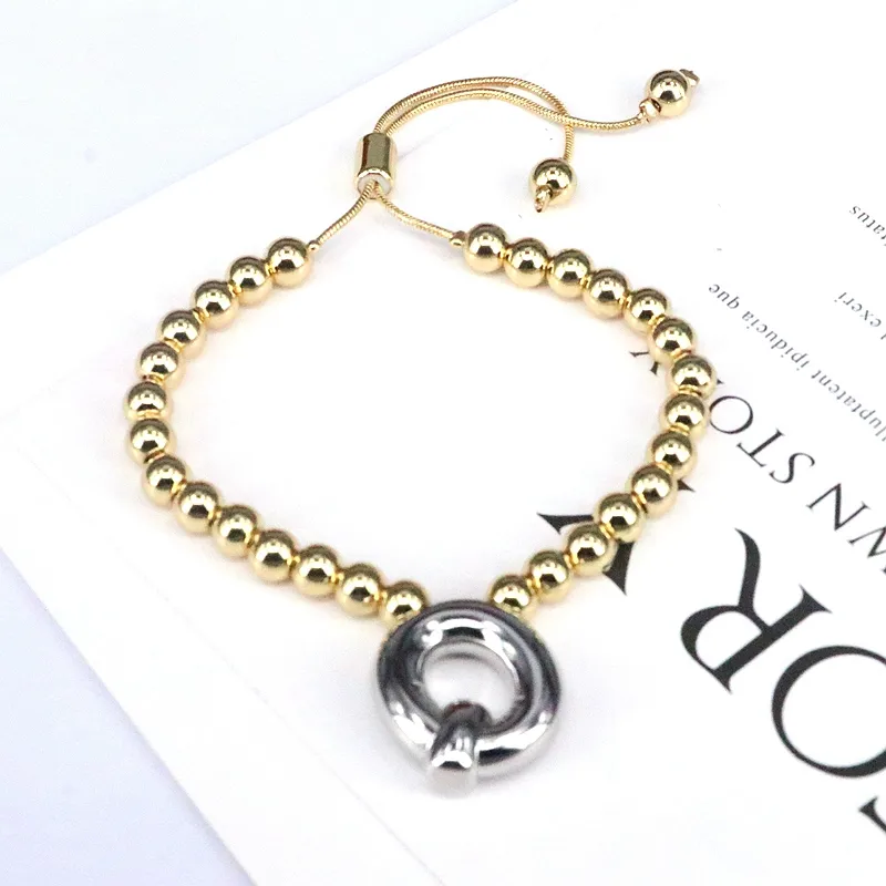 Copper Gold Plated Vintage Style Simple Style Plating Letter Bracelets display picture 1