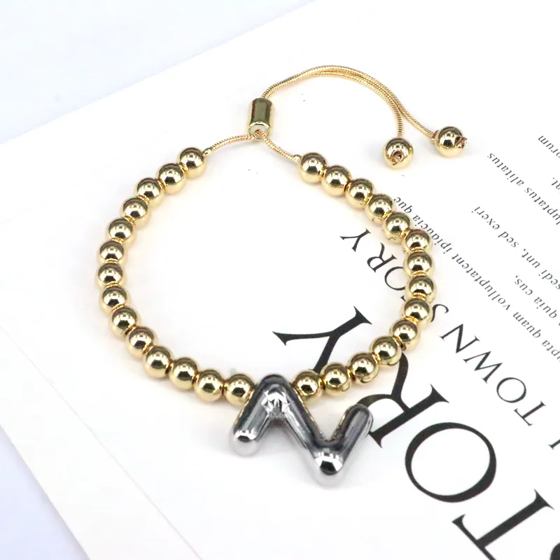 Copper Gold Plated Vintage Style Simple Style Plating Letter Bracelets display picture 3