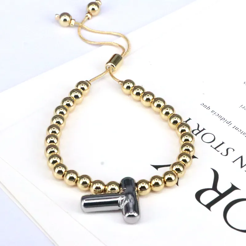 Copper Gold Plated Vintage Style Simple Style Plating Letter Bracelets display picture 7
