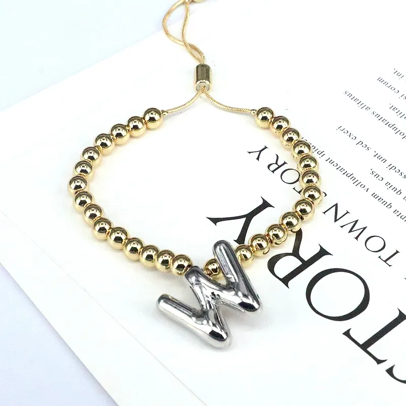 Copper Gold Plated Vintage Style Simple Style Plating Letter Bracelets display picture 5