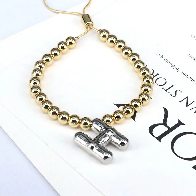 Copper Gold Plated Vintage Style Simple Style Plating Letter Bracelets display picture 11