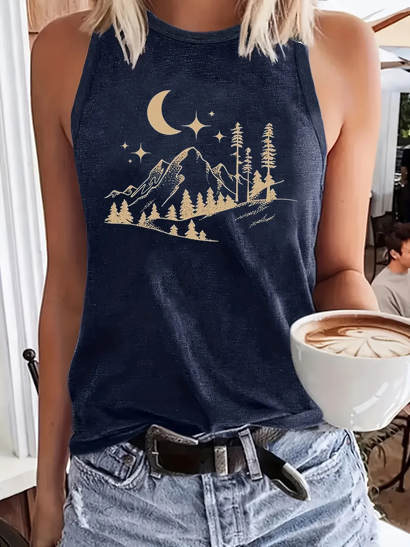 Women's Racerback Tank Tops Tank Tops Printing Streetwear Star Moon display picture 1