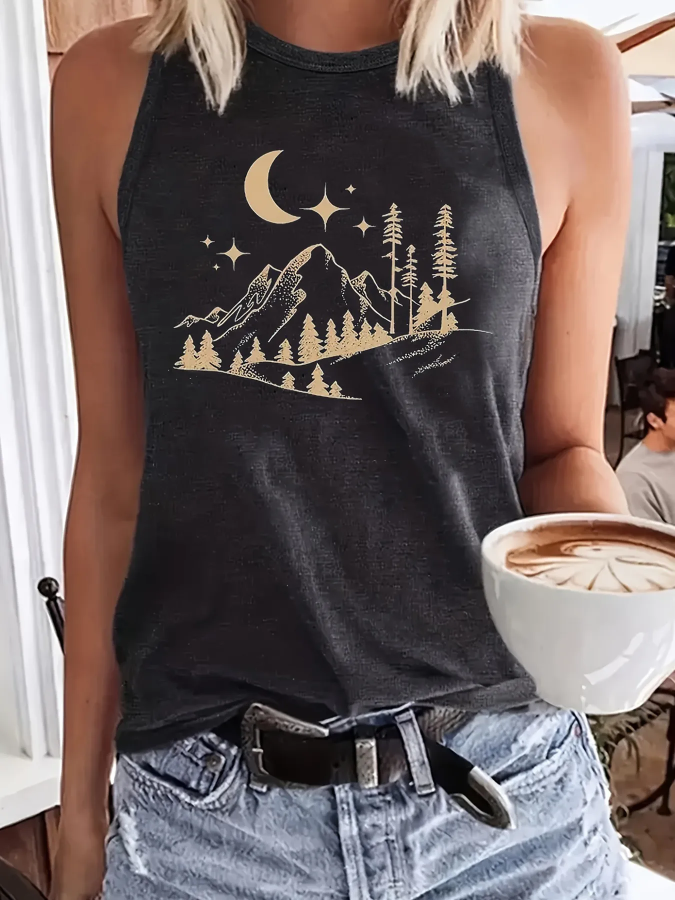 Women's Racerback Tank Tops Tank Tops Printing Streetwear Star Moon display picture 3
