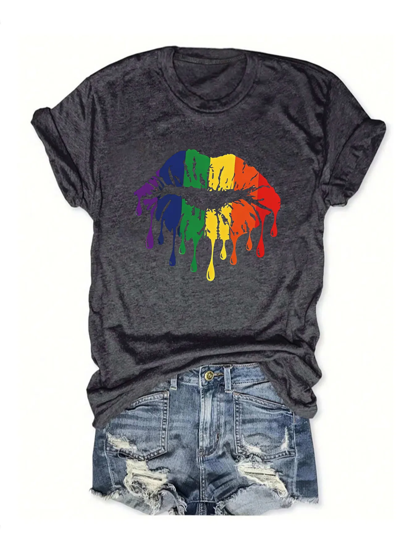 Women's T-shirt Short Sleeve T-Shirts Printing Streetwear Mouth display picture 1