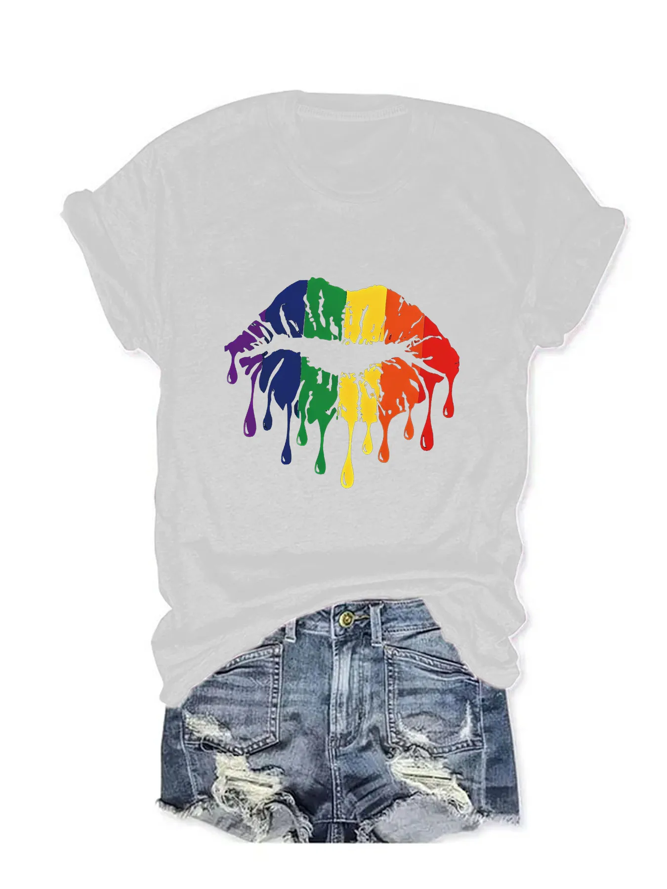 Women's T-shirt Short Sleeve T-Shirts Printing Streetwear Mouth display picture 2