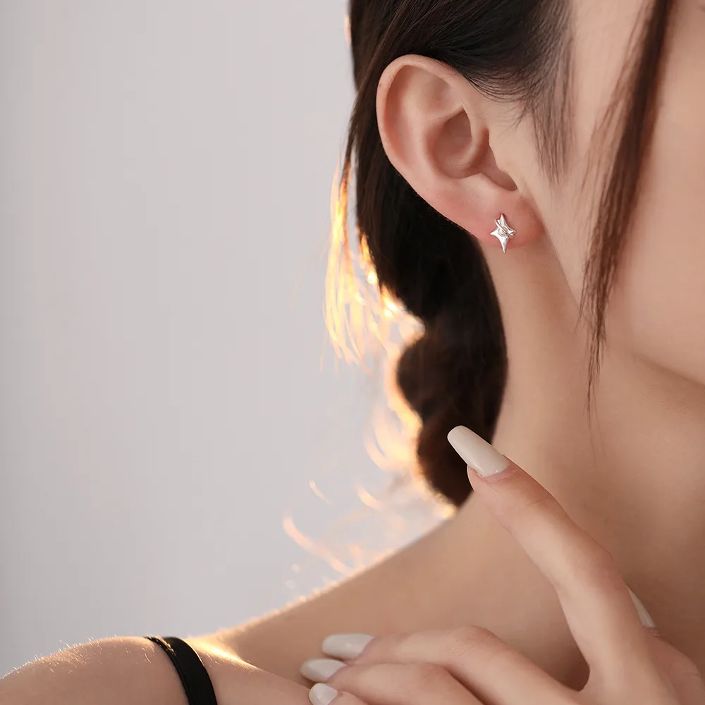 1 Pair 925 Sterling Silver Pearl Star Ear Studs display picture 3