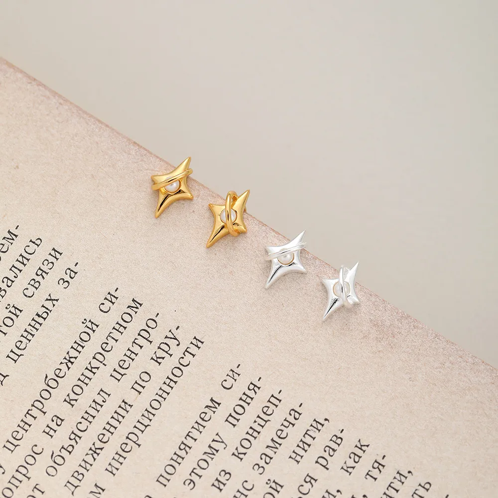 1 Pair 925 Sterling Silver Pearl Star Ear Studs display picture 6
