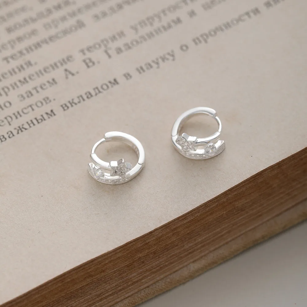 1 Pair 925 Sterling Silver Zircon Star Ear Studs display picture 2