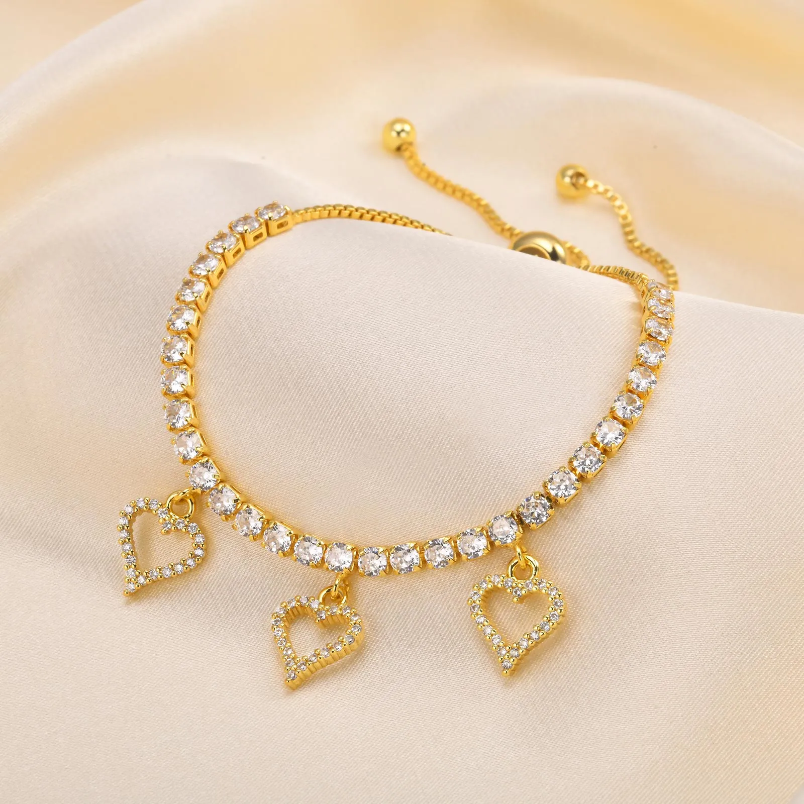 Copper 18K Gold Plated Cute Beach Shiny Inlay Animal Heart Shape Flower Zircon Bracelets display picture 2