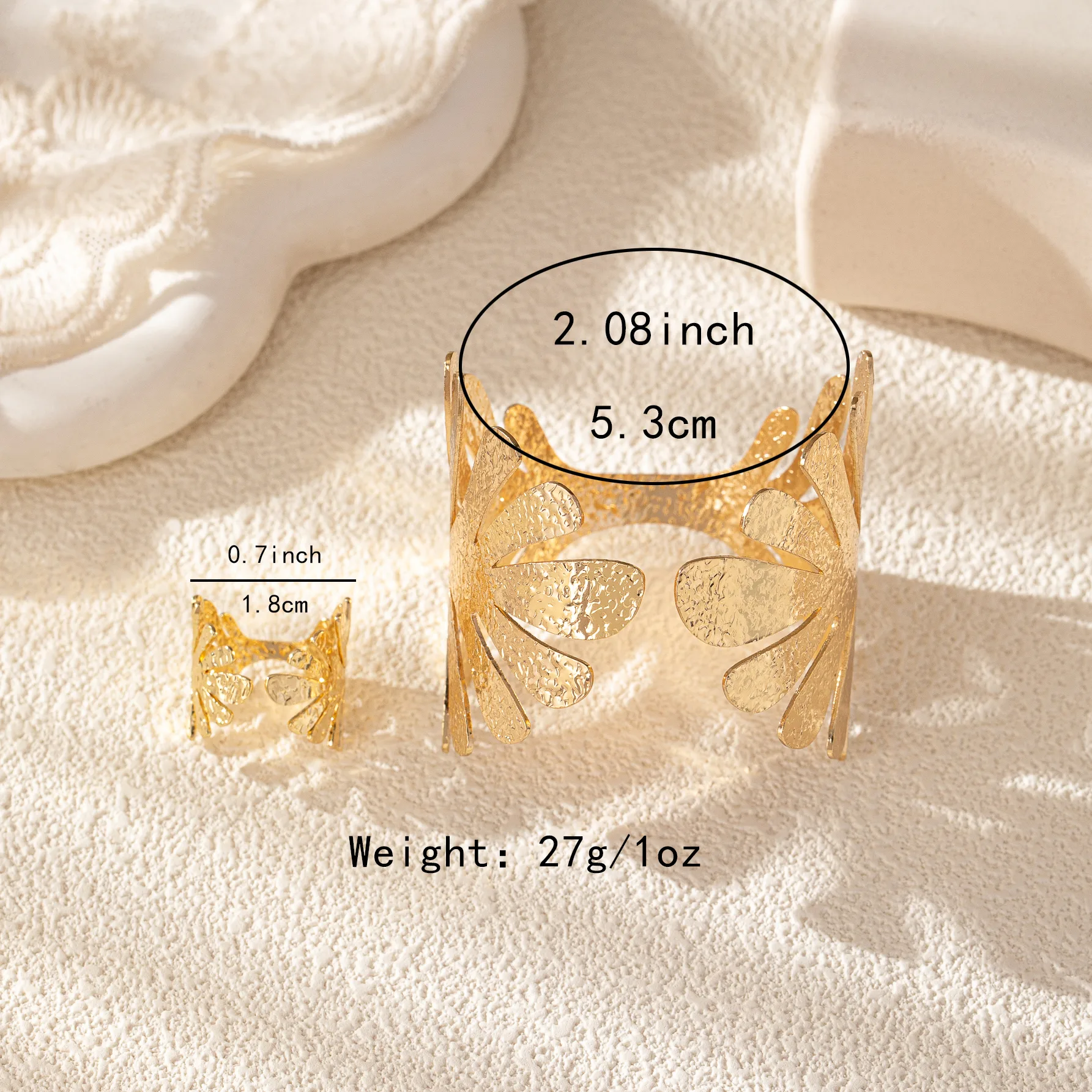 Glam Vacation Romantic Leaf Leaves 14K Gold Plated Alloy Wholesale Rings Bracelets Jewelry Set display picture 4
