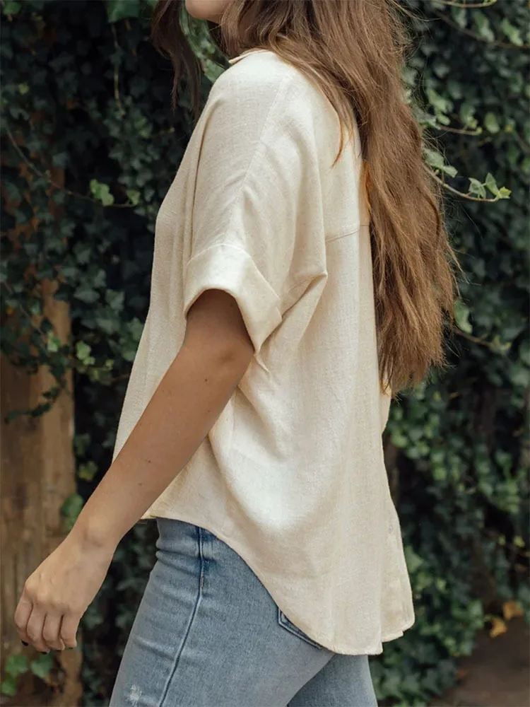 Women's Blouse Short Sleeve T-Shirts Simple Style Solid Color display picture 3