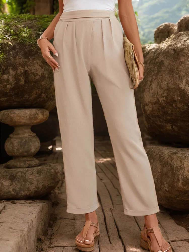 Women's Holiday Daily Simple Style Solid Color Full Length Woven Casual Pants display picture 2