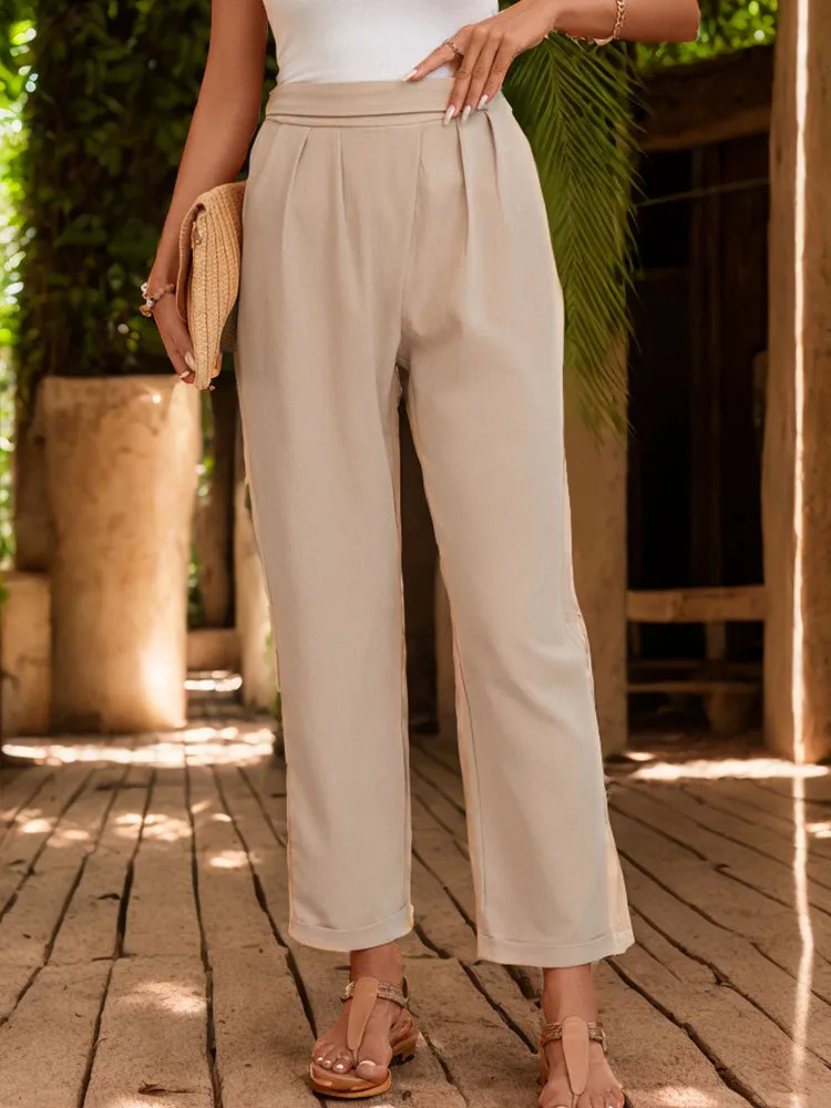 Women's Holiday Daily Simple Style Solid Color Full Length Woven Casual Pants display picture 5