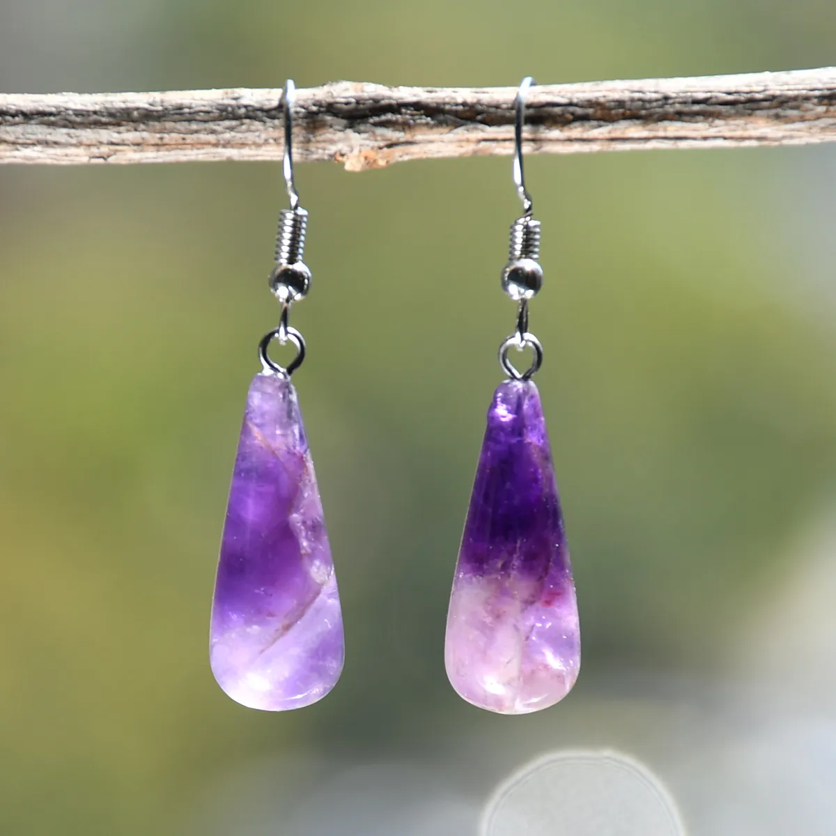 1 Pair Simple Style Water Droplets Alloy Natural Stone Drop Earrings display picture 5