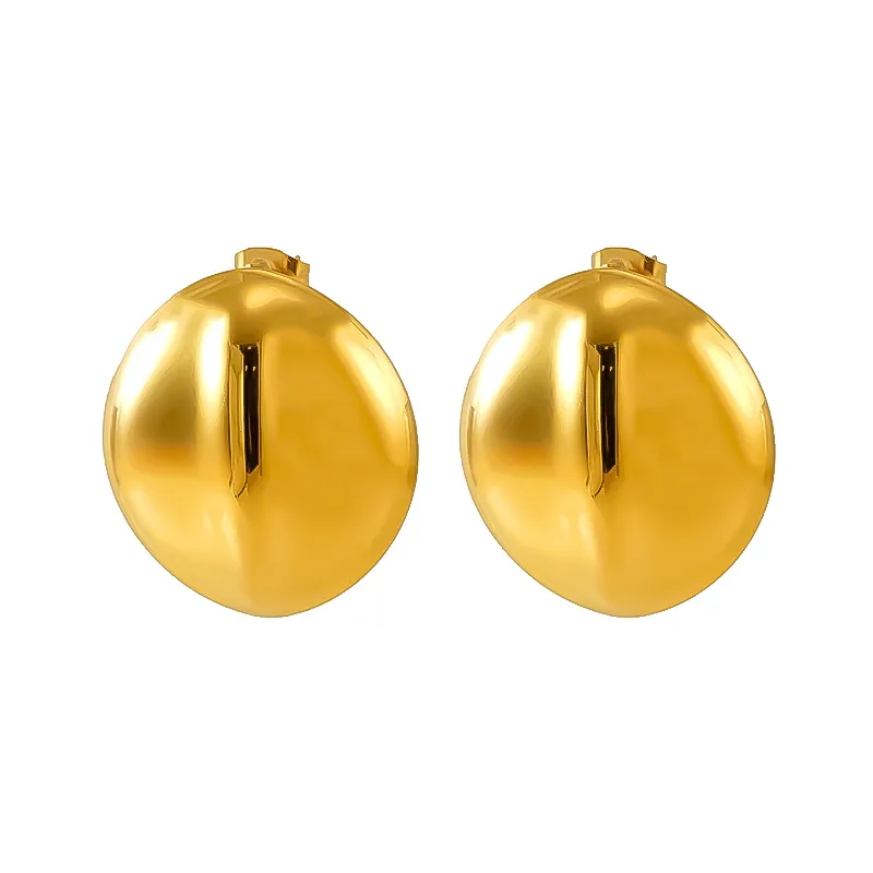 1 Piece Simple Style Classic Style Round Heart Shape Plating 304 Stainless Steel 18K Gold Plated Ear Studs display picture 1