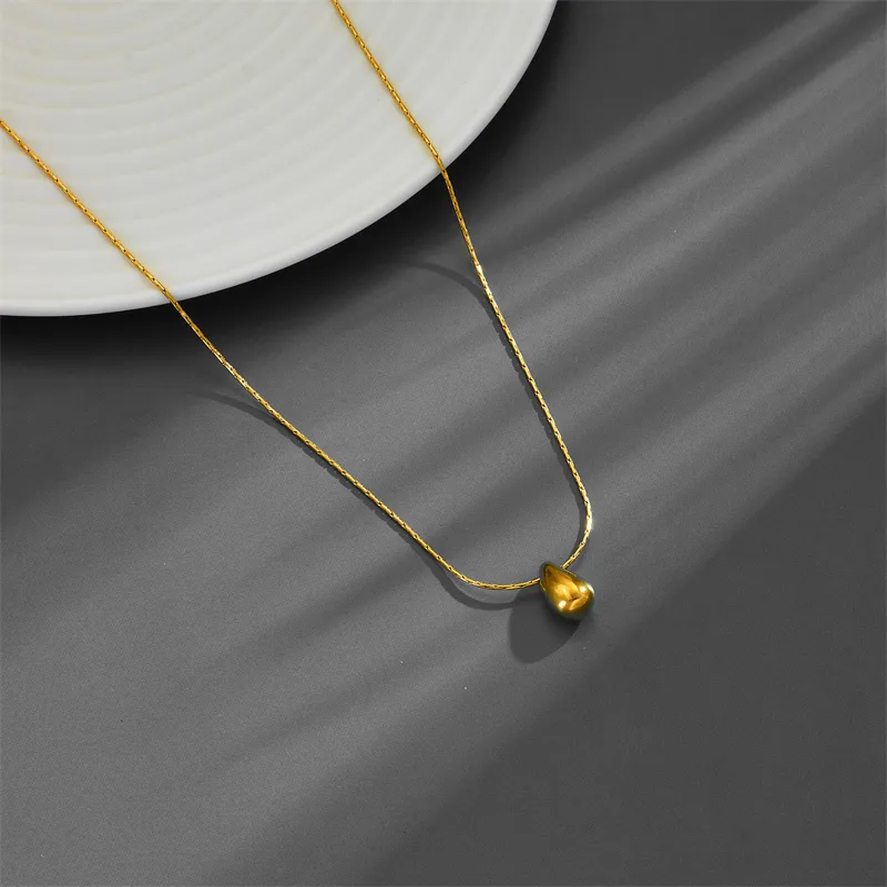 304 Stainless Steel Titanium Steel 18K Gold Plated Simple Style Plating Water Droplets Pendant Necklace display picture 4