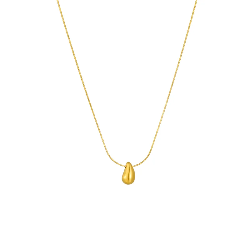 304 Stainless Steel Titanium Steel 18K Gold Plated Simple Style Plating Water Droplets Pendant Necklace display picture 5