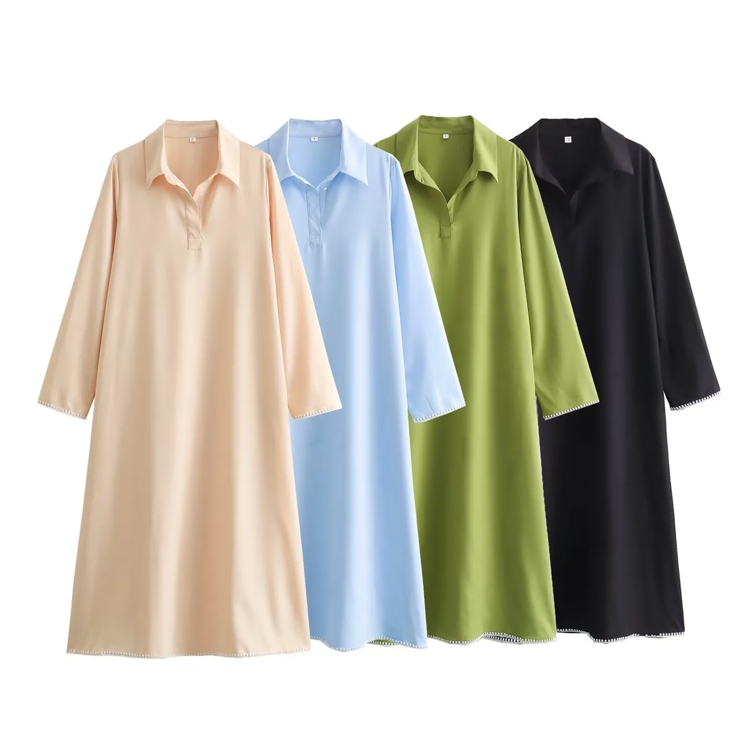 Women's Regular Dress Streetwear Turndown Long Sleeve Solid Color Midi Dress Outdoor Daily display picture 1