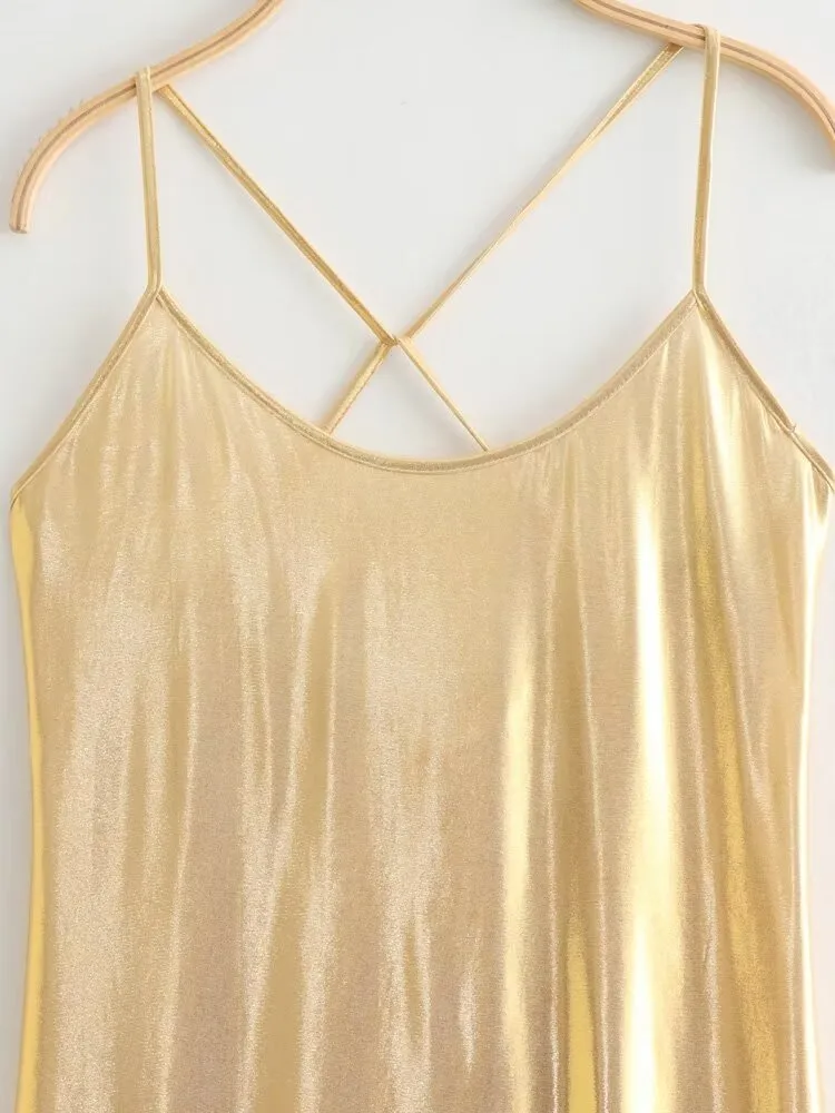 Women's Strap Dress Streetwear Strap Sequins Sleeveless Solid Color Midi Dress Holiday Date Bar display picture 2