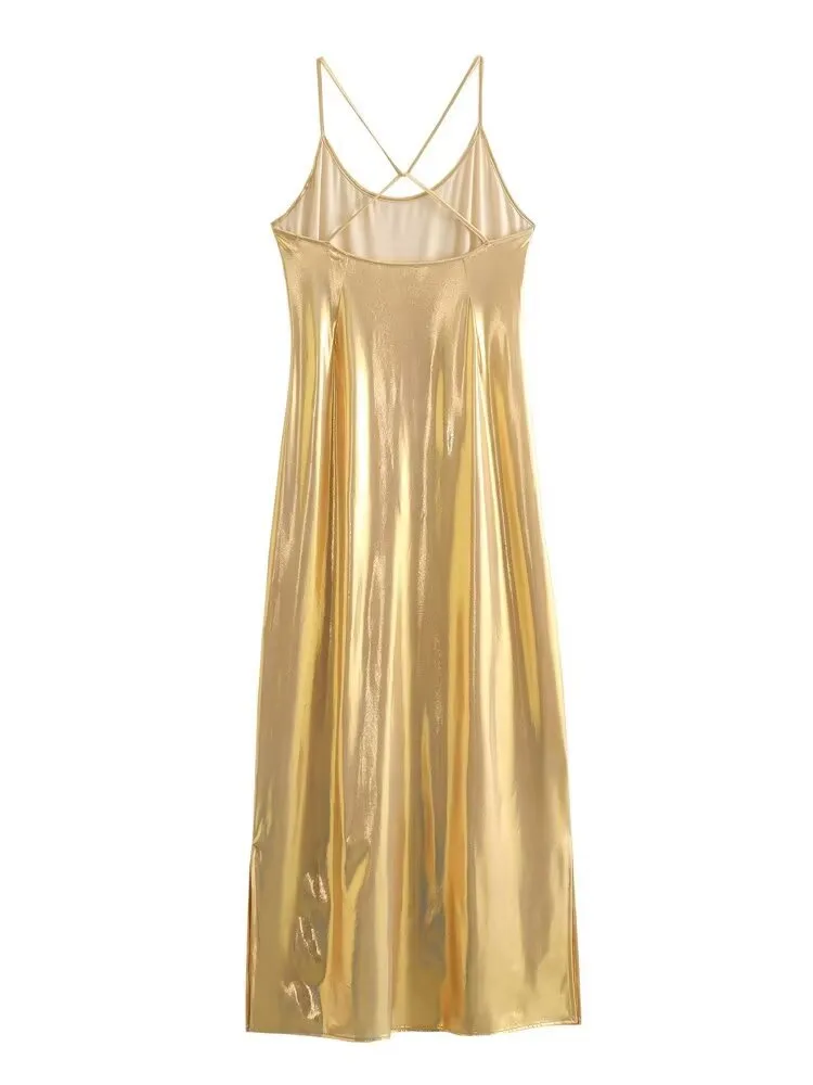 Women's Strap Dress Streetwear Strap Sequins Sleeveless Solid Color Midi Dress Holiday Date Bar display picture 11
