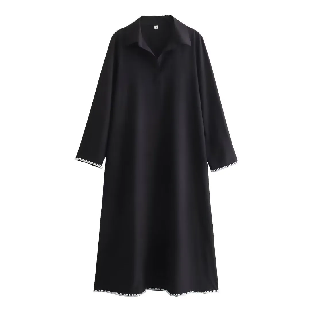 Women's Regular Dress Streetwear Turndown Long Sleeve Solid Color Midi Dress Outdoor Daily display picture 30