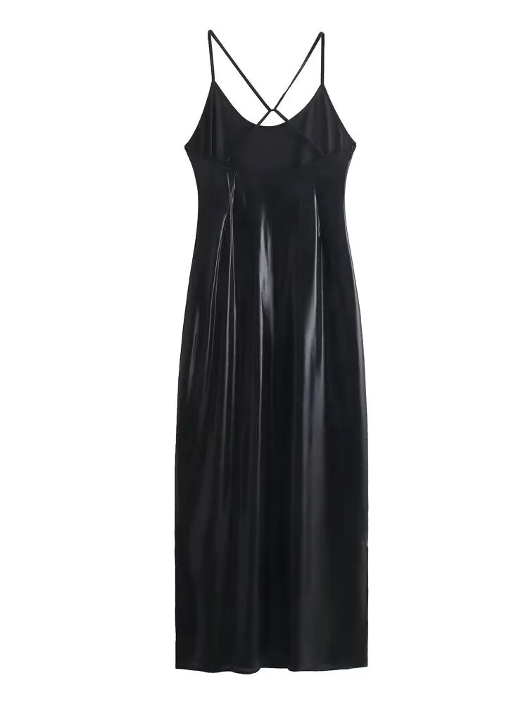 Women's Strap Dress Streetwear Strap Sequins Sleeveless Solid Color Midi Dress Holiday Date Bar display picture 37