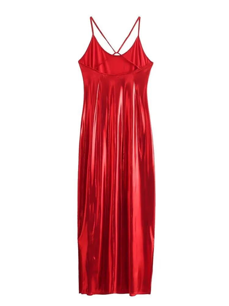 Women's Strap Dress Streetwear Strap Sequins Sleeveless Solid Color Midi Dress Holiday Date Bar display picture 51