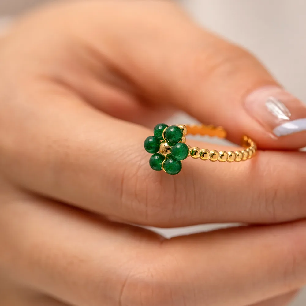 304 Stainless Steel 18K Gold Plated Sweet Enamel Plating Flower Rings display picture 8