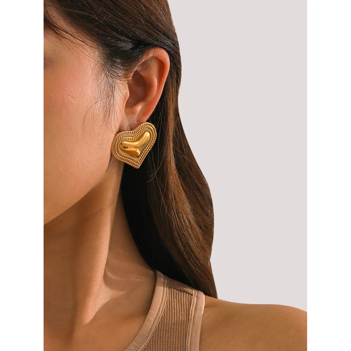 1 Pair Simple Style Classic Style Heart Shape Plating 316 Stainless Steel  18K Gold Plated Ear Studs display picture 10